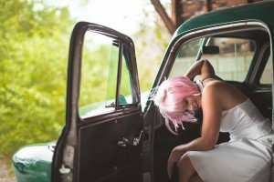 model in car